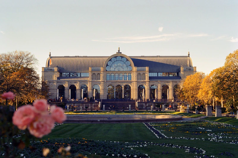 a large building with a clock on the front of it
